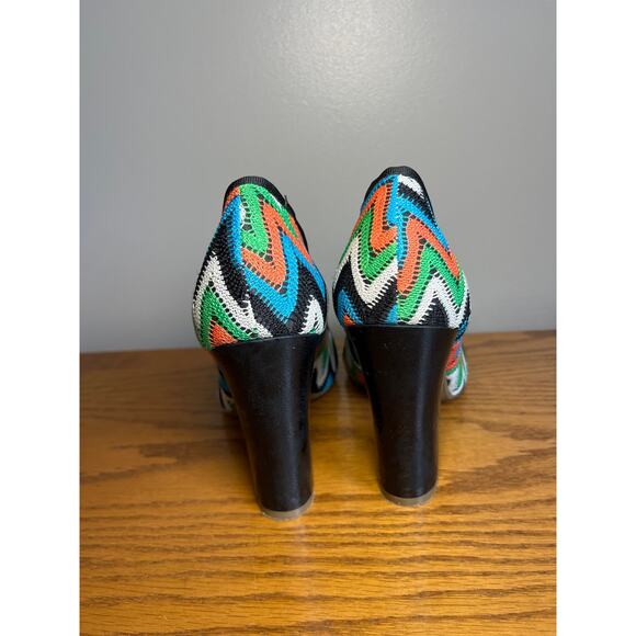 Naughty Monkey Women's Moroccan Strut Pump Black Orange Peep Toe Y2K Size 7.5 - Picture 3 of 8